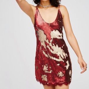Free People seeing double red sequin dress